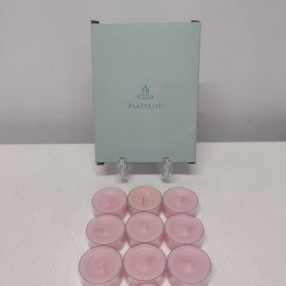 NEW! PartyLite Strawberry Rhubarb Tealight Candles, 9pc - Picture 1 of 3